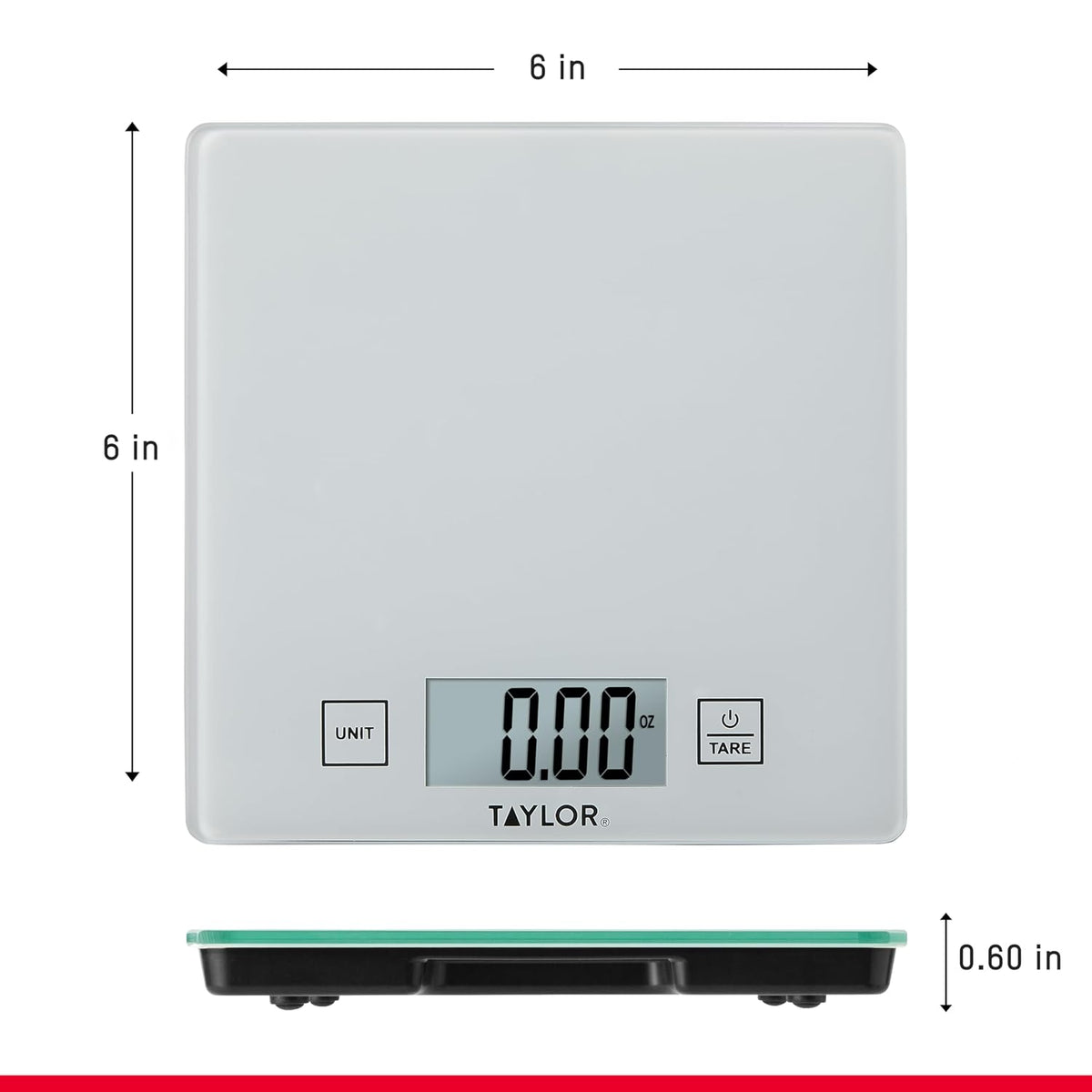 Compact Glass Kitchen Food Scale, 11 lb Capacity Digital Scale for Baking, Cooking, Meal Prep, Portion Control, Thin