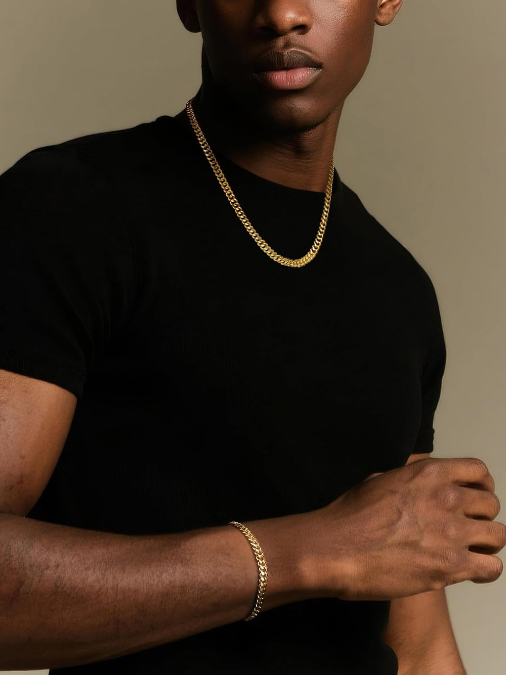 Stainless Steel Cuban Link Chain and Bracelet Set for Men | Chains 3.5mm/5mm/7mm Width, Bracelet 7 1/2" and 8"