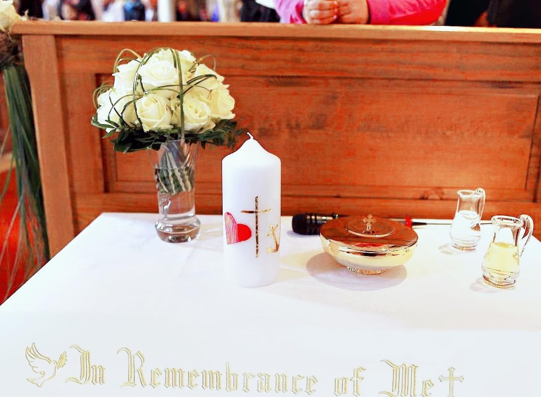 Large in Remembrance of Me Embroidery Altar Frontal Holy Communion Table Cloth Cover, 88.2x52 in Communion Table