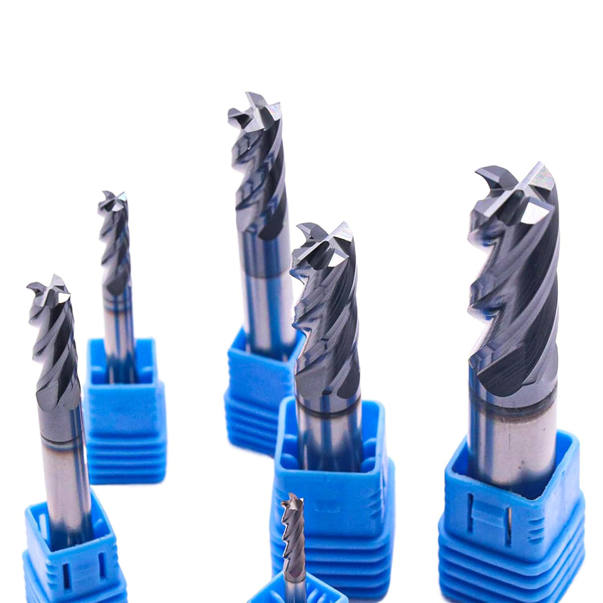 6Pcs 1/8" - 1/2" 4 Flute Solid Carbide Square End Mill Set - AlTiN Coated