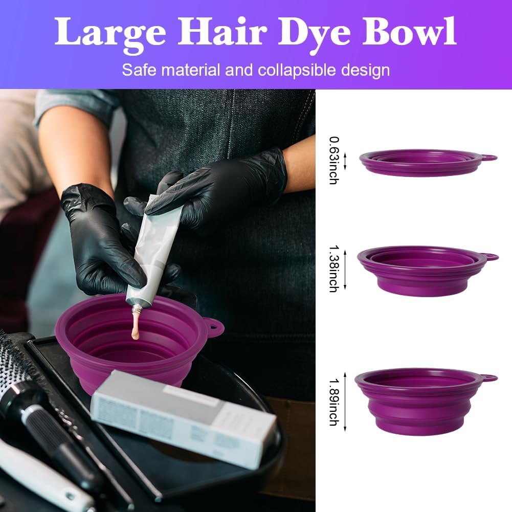 Hair Dye Color Brush and Bowl Set, Purple&Clear | Color Bowl Brushes Tool Mixing Bowl Kit Tint Comb for Hair Tint