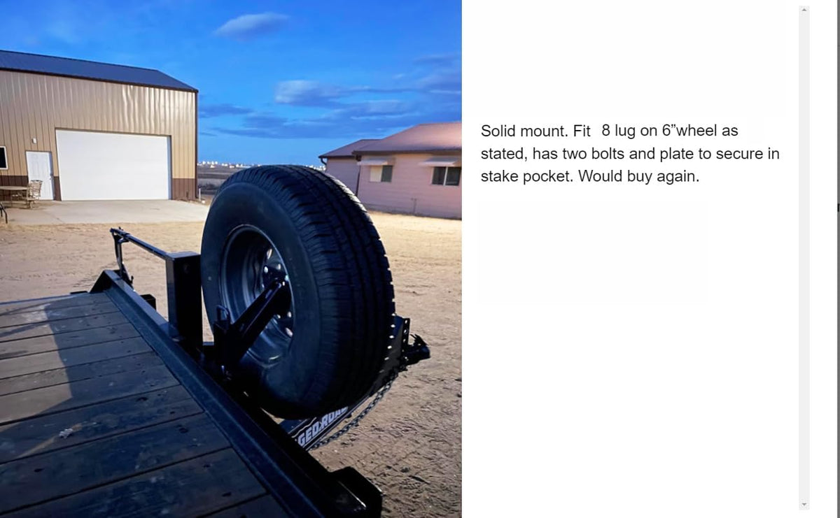 Stake Pocket Spare Tire Carrier,Spare Tire Mount Bracket for Trailer,Powder Coat Steel Black, Fits Most 4 & 5 & 6 & 8