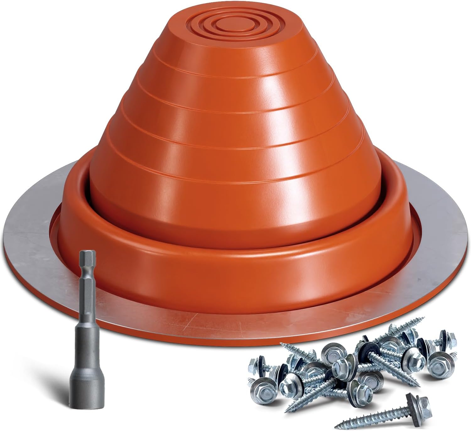 #3 Metal Roof Vent Boot, Silicone Pipe Flashing Boot, Red, 1-Pack