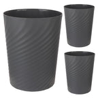 Plastic Small Bathroom Trash Can Wastebasket Garbage Can, Dark Grey, 3 Pack