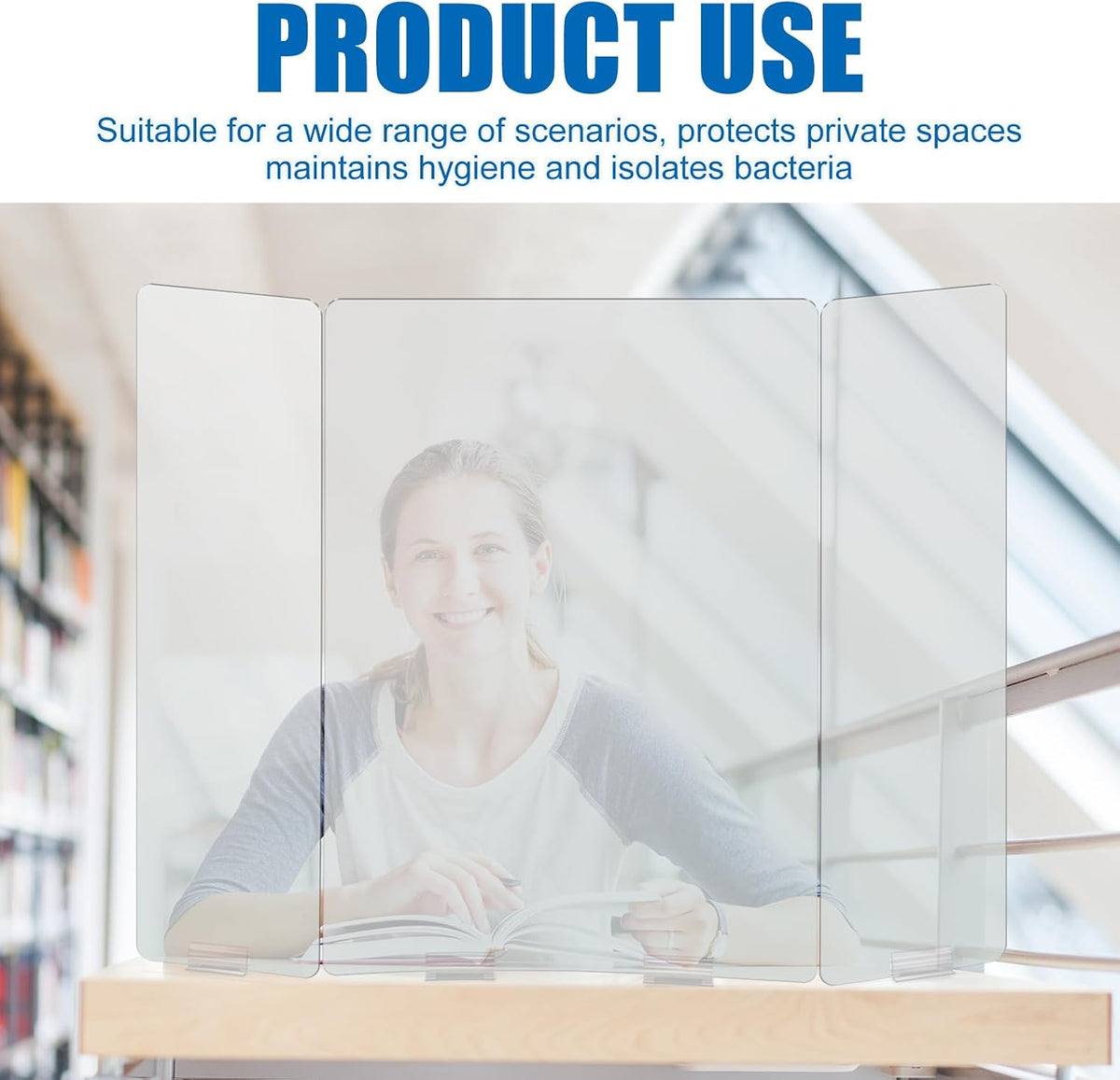 Foldable 3-Panel Sneeze Guard for Counter 24" x 32" Large Plastic Shield for Desk Office School Retail Stores Acrylic