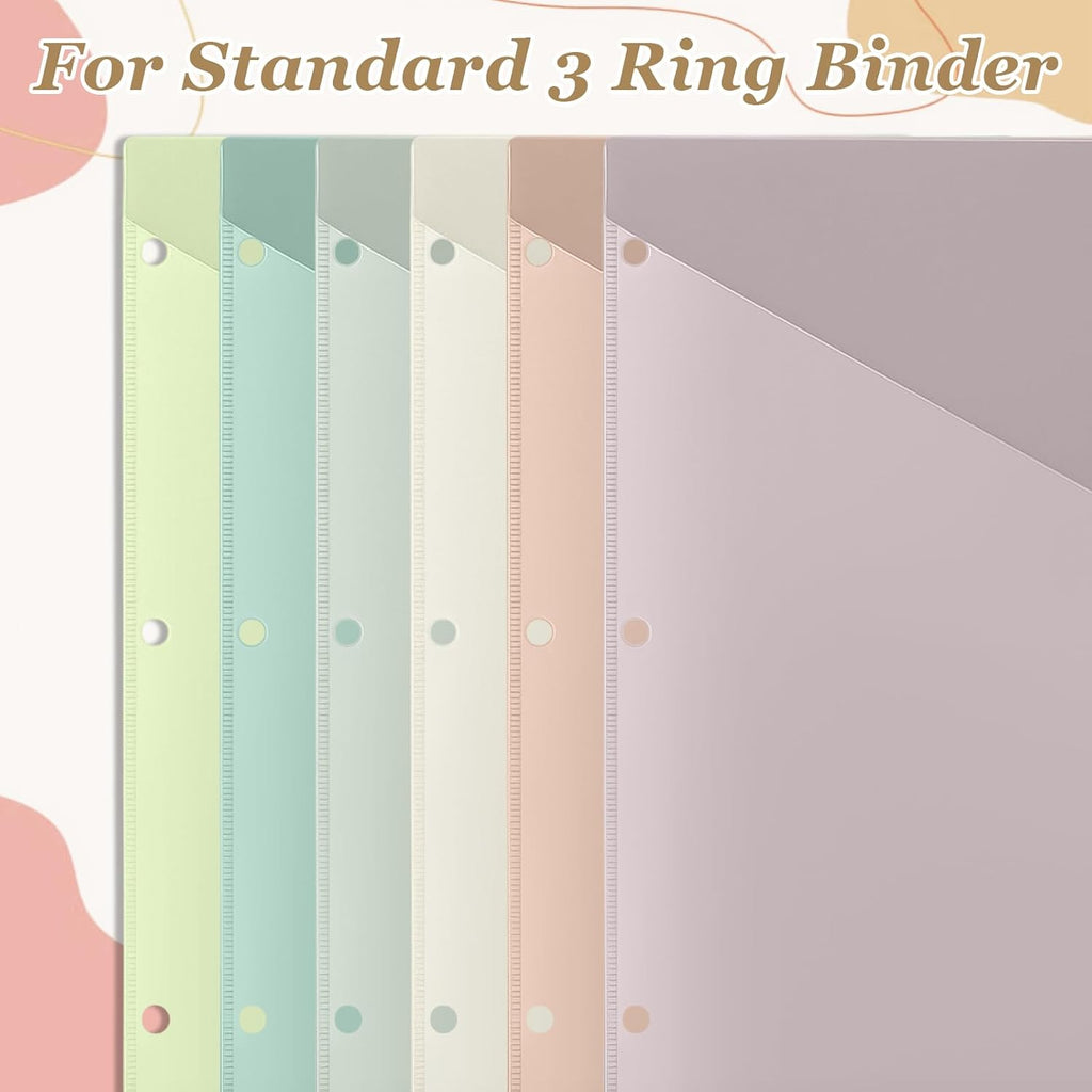 24 Pcs Binder Dividers for 3 Rings Binders Index Dividers with Two Clear Pockets Plastics Sheets Protectors with Tab