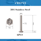 M10x1.5 x 60mm Hex Head Screws Bolts, 304 Stainless Steel (A2-70), Bright Finish, Fully Threaded, Hexagon Head Bolts, Quantity 6
