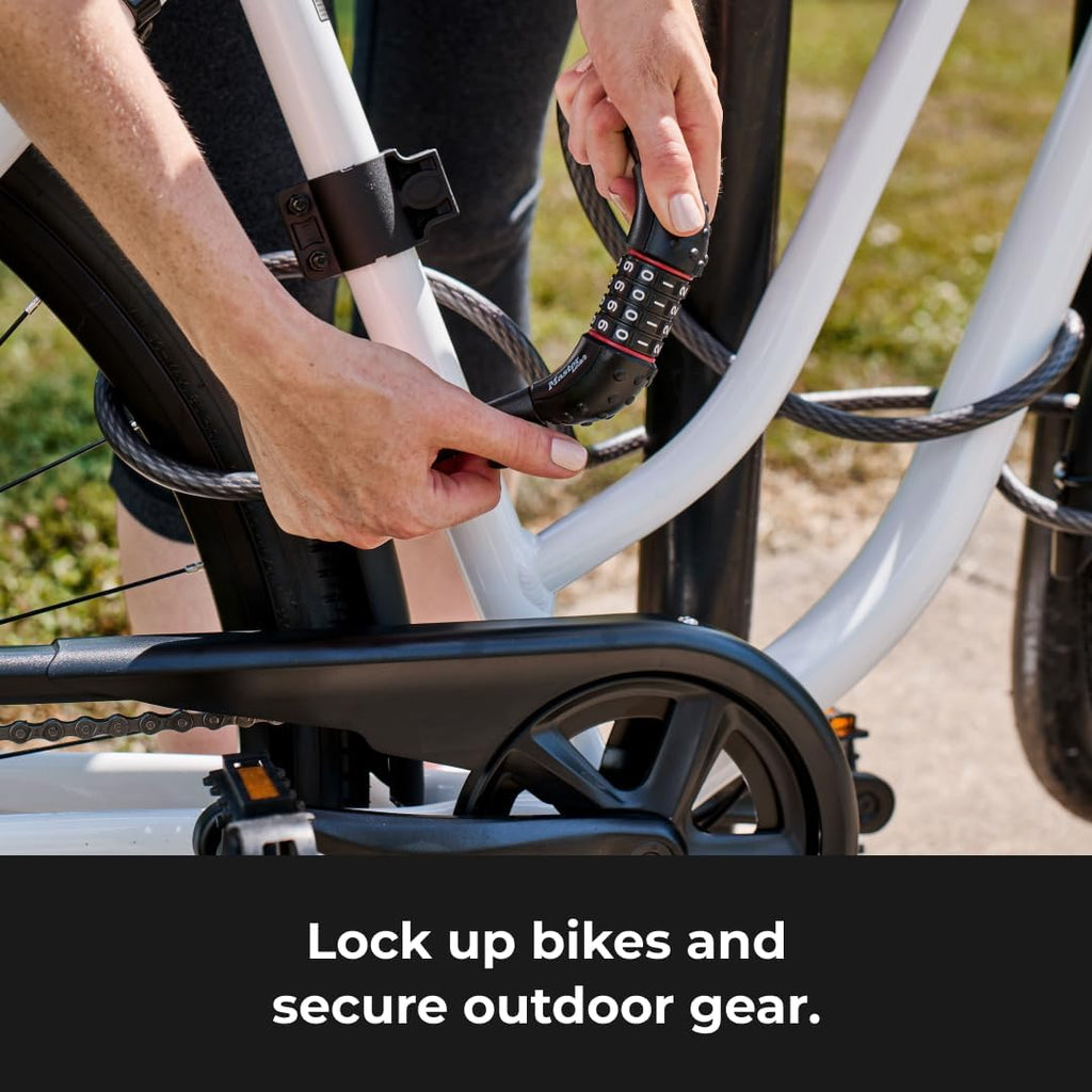Bike Cable Lock 6 ' x 1/2" Long Length, Resettable Combination Lock with Black Vinyl Coating, 8122D