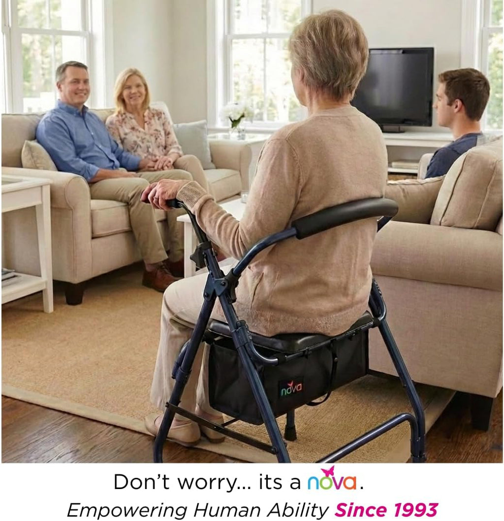 Cruiser 2 Lightweight Rollator Walker for Beginning Gait Training, 11 lb Foldable Rolling Walker with Seat, Stable