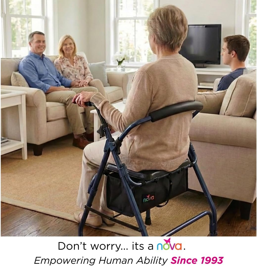 Cruiser 2 Lightweight Rollator Walker for Beginning Gait Training, 11 lb Foldable Rolling Walker with Seat, Stable
