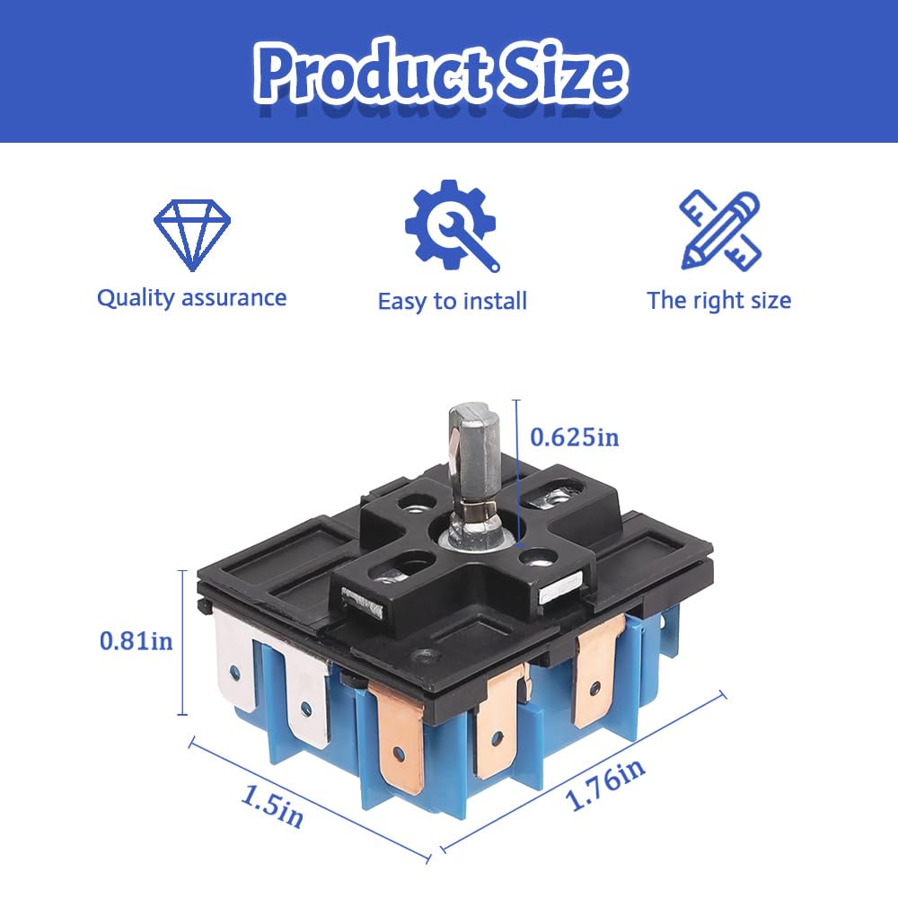 W10434452 WPW10434452 Infinite Stove Control Switch Single Element 240V 15A Replaces AP6021365 PS11754687 Compatible with Selected Whirlpool Maytag Amana KitchenAid Range Models