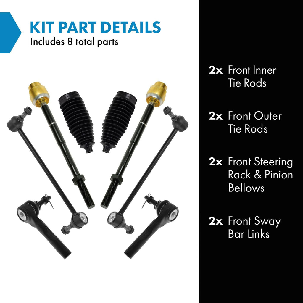 TRQ Front Steering & Suspension Kit Steering Rack & Pinion Bellow Sway Bar