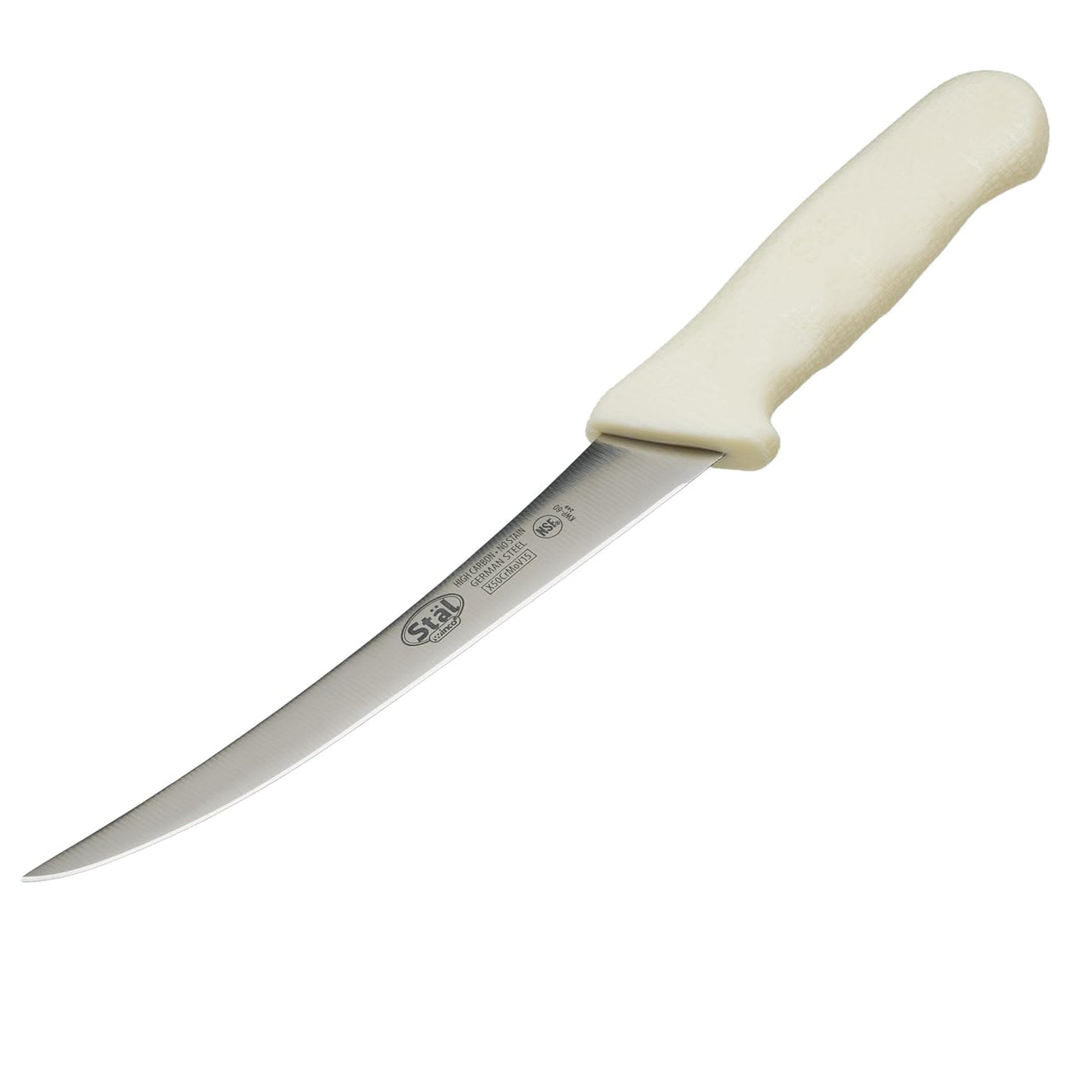 6" White Plastic Boning Knife with Handle