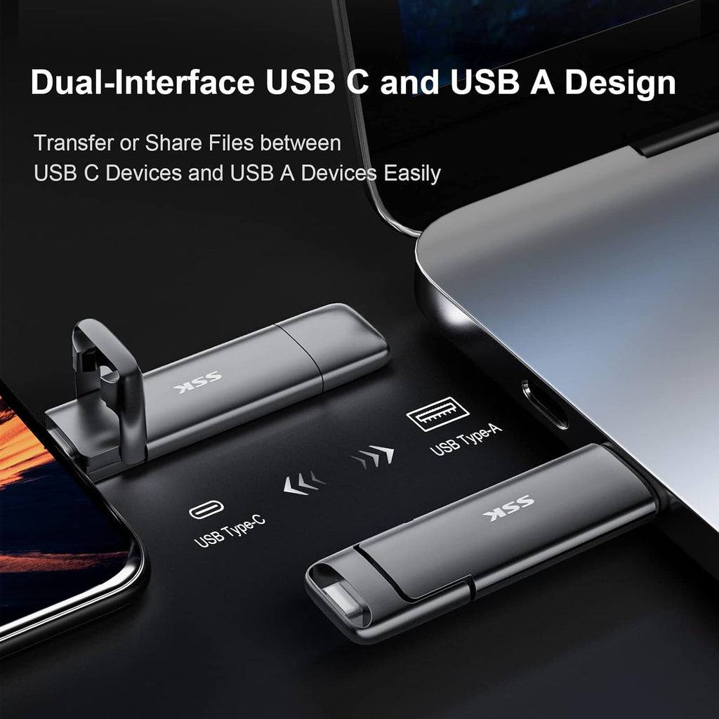 1TB External SSD Drive up to 550MB/s Dual USB C+A 3. 2 Thumb Drive | Support OTG Function,Fast Solid State SSD,USB
