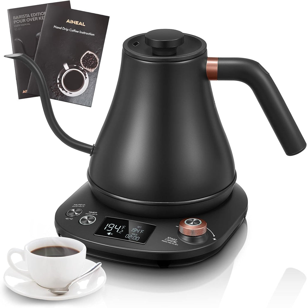 Electric Gooseneck Kettle Temperature Control, Pour Over Electric Kettle for Coffee and Tea, 100% Stainless Steel