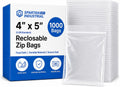 4” X 5” (1000 Count) 2 Mil Clear Reclosable Zip Plastic Poly Bags