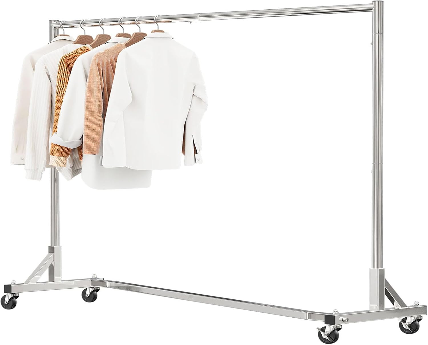 Industrial Grade Z Base 70inches Extra Long Clothes Garment Rack, Commercial Grade Rolling Clothing Rack, Heavy Duty