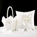 Flower Girl Baskets and Ring Bearer Pillow Set, Ivory Basket and Pillow