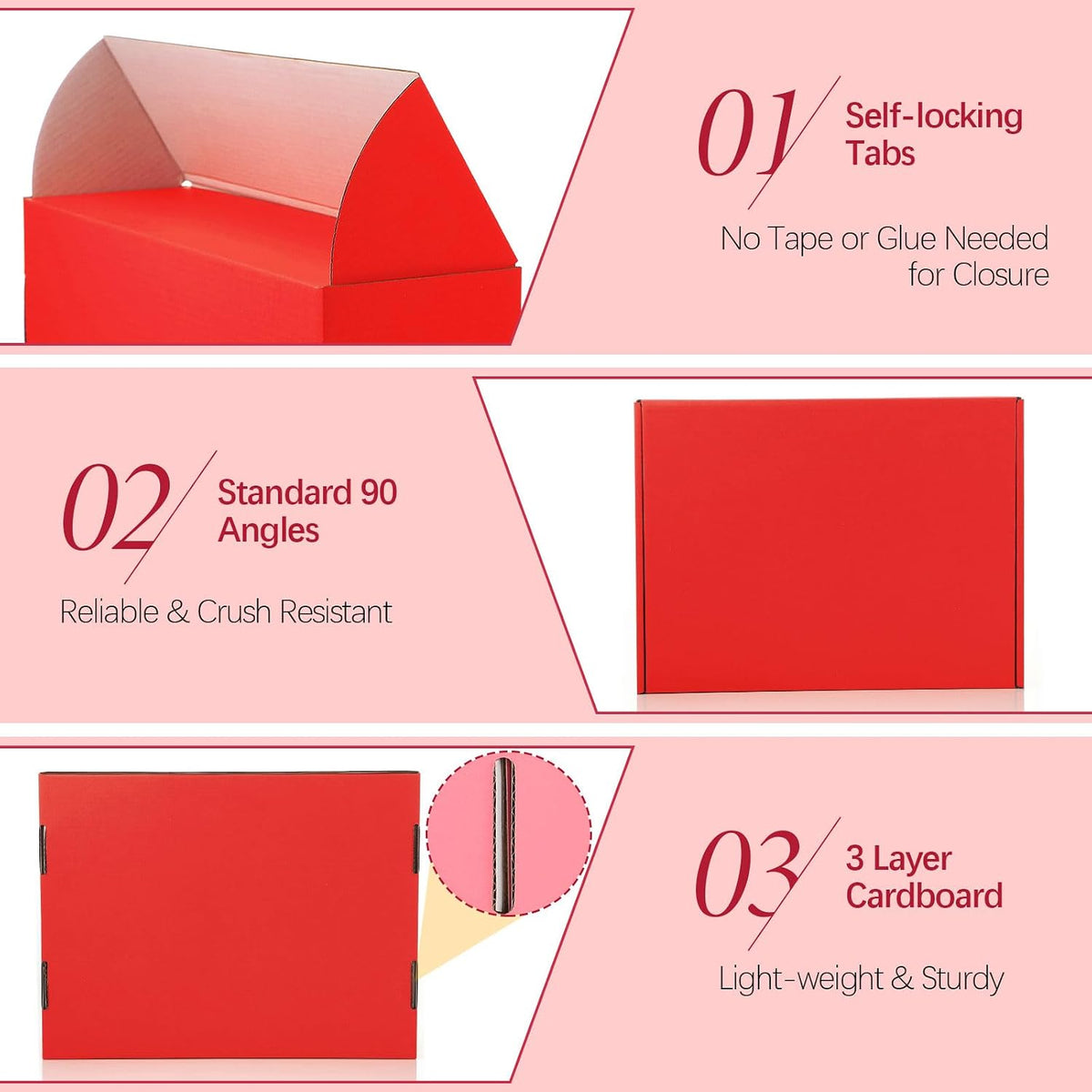 60 Pcs 12x9x4 Inch Shipping Mailer Boxes Cardboard Packing Box Red