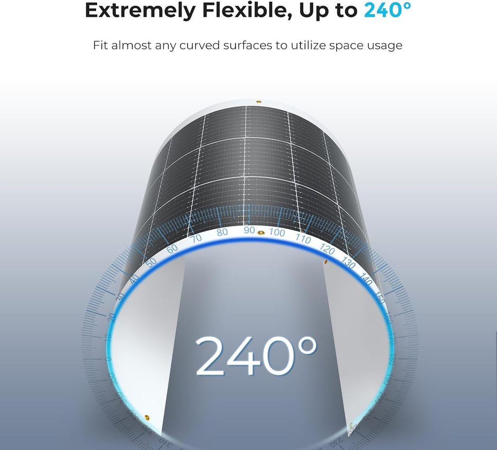 Flexible Solar Panel 100 Watt, 240° Ultra Flex Bendable | 100W Flexible Solar Panel for for Marine RV Cabin Van Car