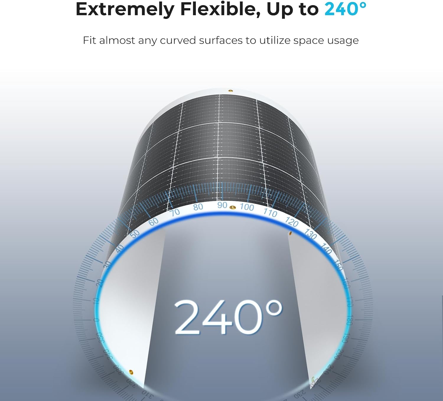 Flexible Solar Panel 100 Watt, 240° Ultra Flex Bendable | 100W Flexible Solar Panel for for Marine RV Cabin Van Car