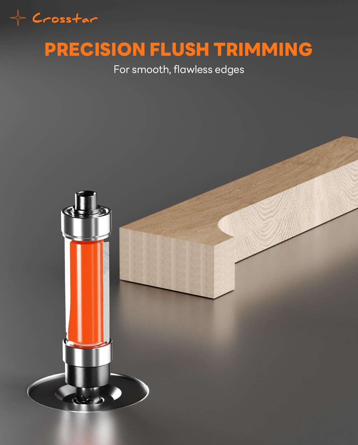 4Pcs Flush Trim Router Bit Set 1/4" Shank, Top & Bottom Bearing | Carbide Template Guide Bits for Woodworking - 1/2"
