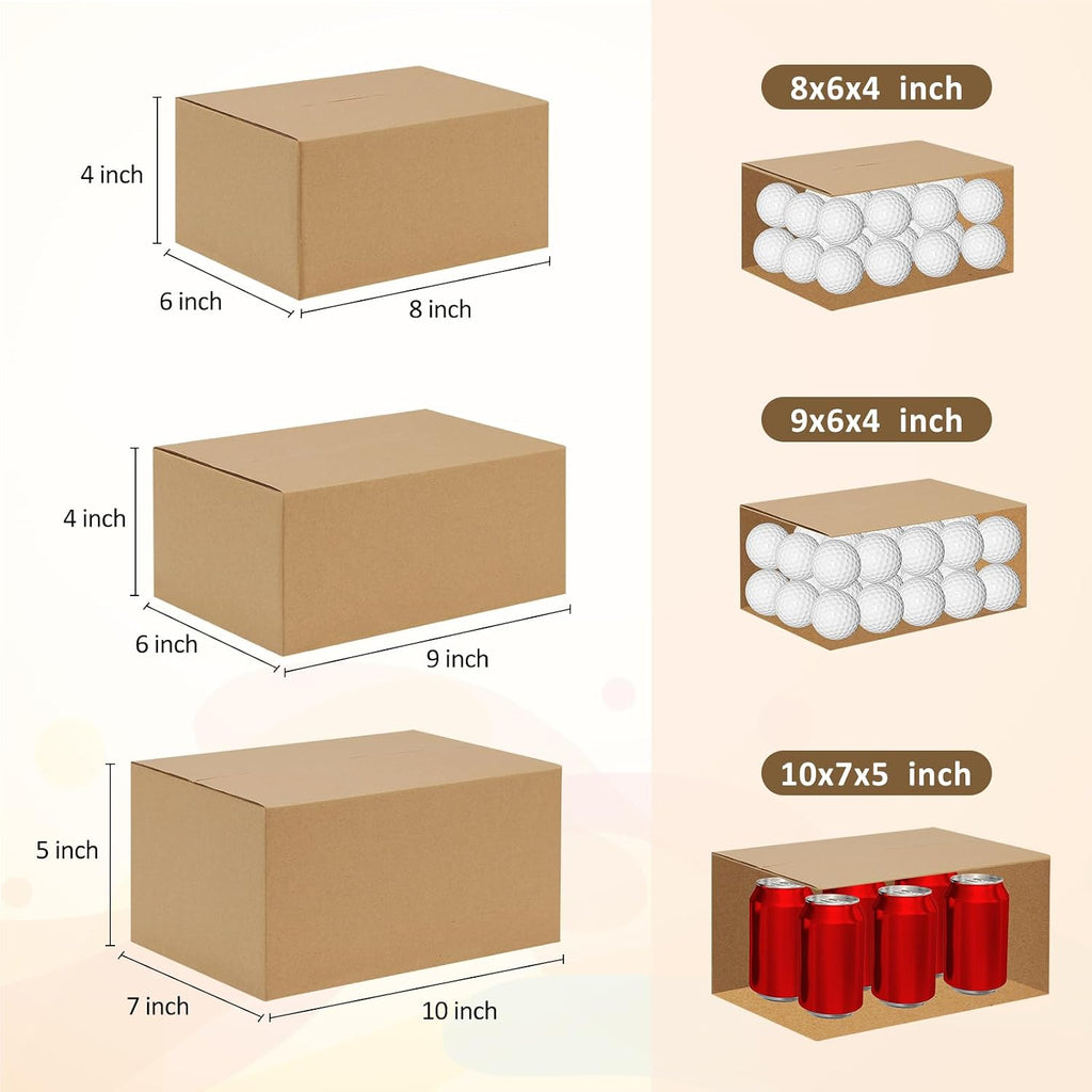 30 Pack Small Shipping Boxes Assorted Sizes, 8x6x4 & 9x6x4 & 10x7x5 10 PCS Each Mailing Boxes, Brown Corrugated Box