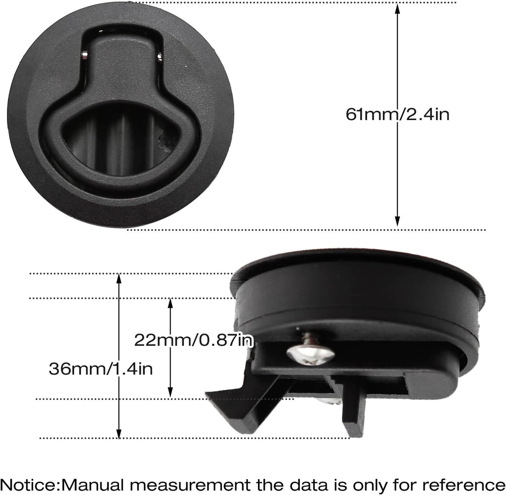 MDEOOSKY 4PCS Boat Latches, 2" Slam Latch Hatch Round Pull Marine, Boat Flush Pull Hatch, Latch Locking for Boat, Handle Round Deck Hatch, Black
