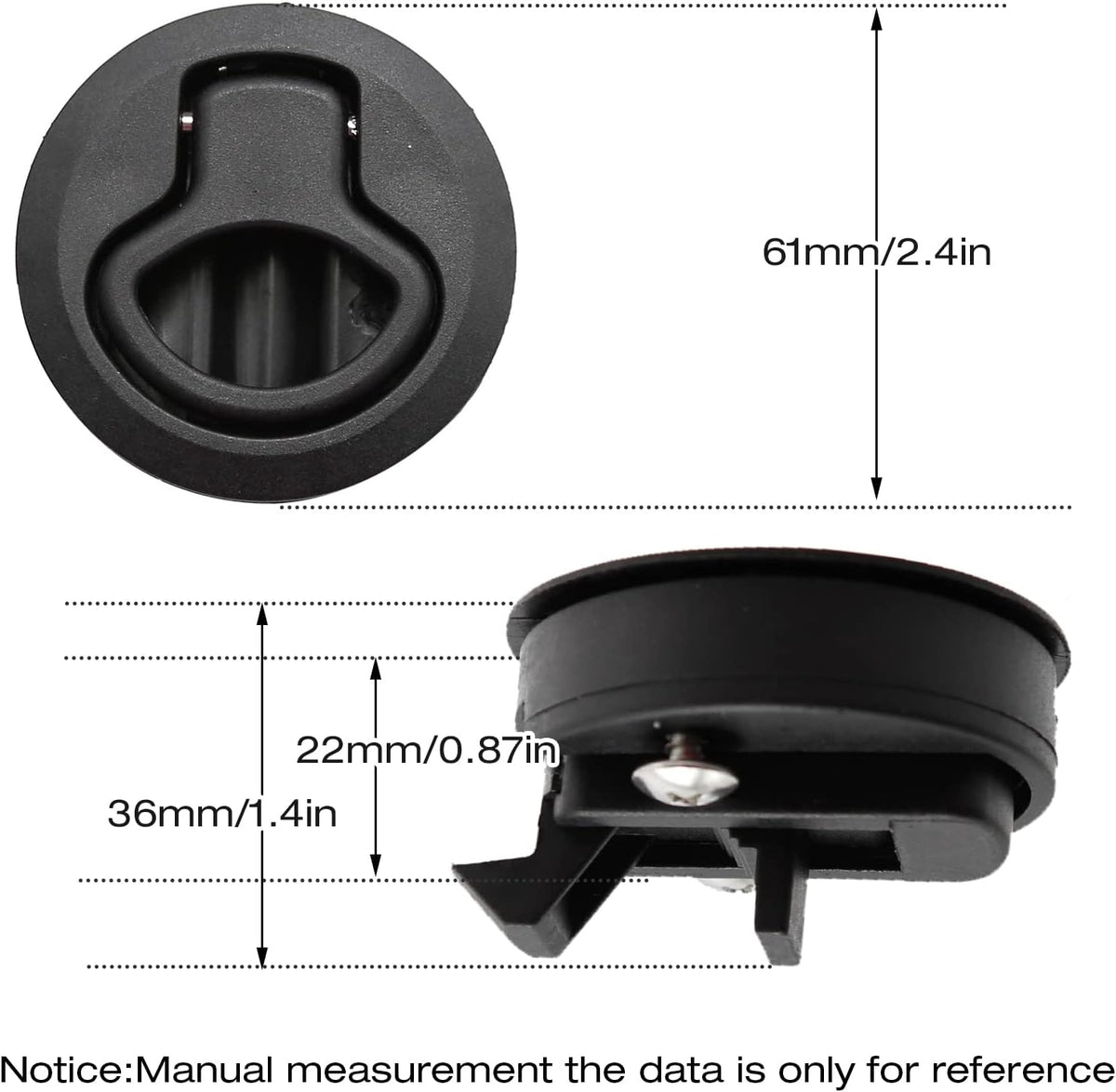 MDEOOSKY 4PCS Boat Latches, 2" Slam Latch Hatch Round Pull Marine, Boat Flush Pull Hatch, Latch Locking for Boat, Handle Round Deck Hatch, Black