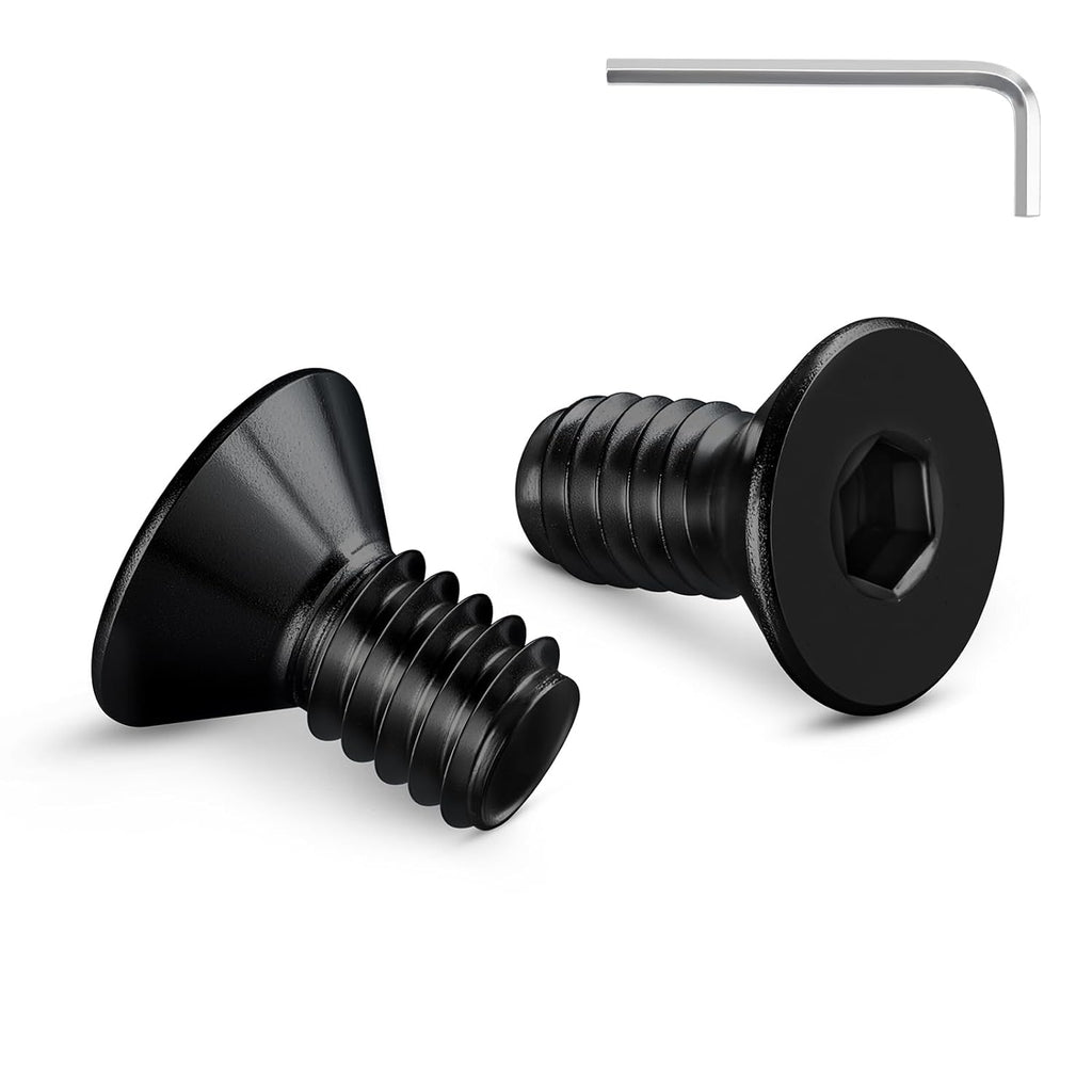 #6-32 Machine Screws, 100Pcs #6-32 x 1/4 Inch Flat Head Socket Cap Screws, 304 Stainless Steel 18-8 Countersunk Bolts, Black Zinc Finish, Full Thread (with Hex Spanner)