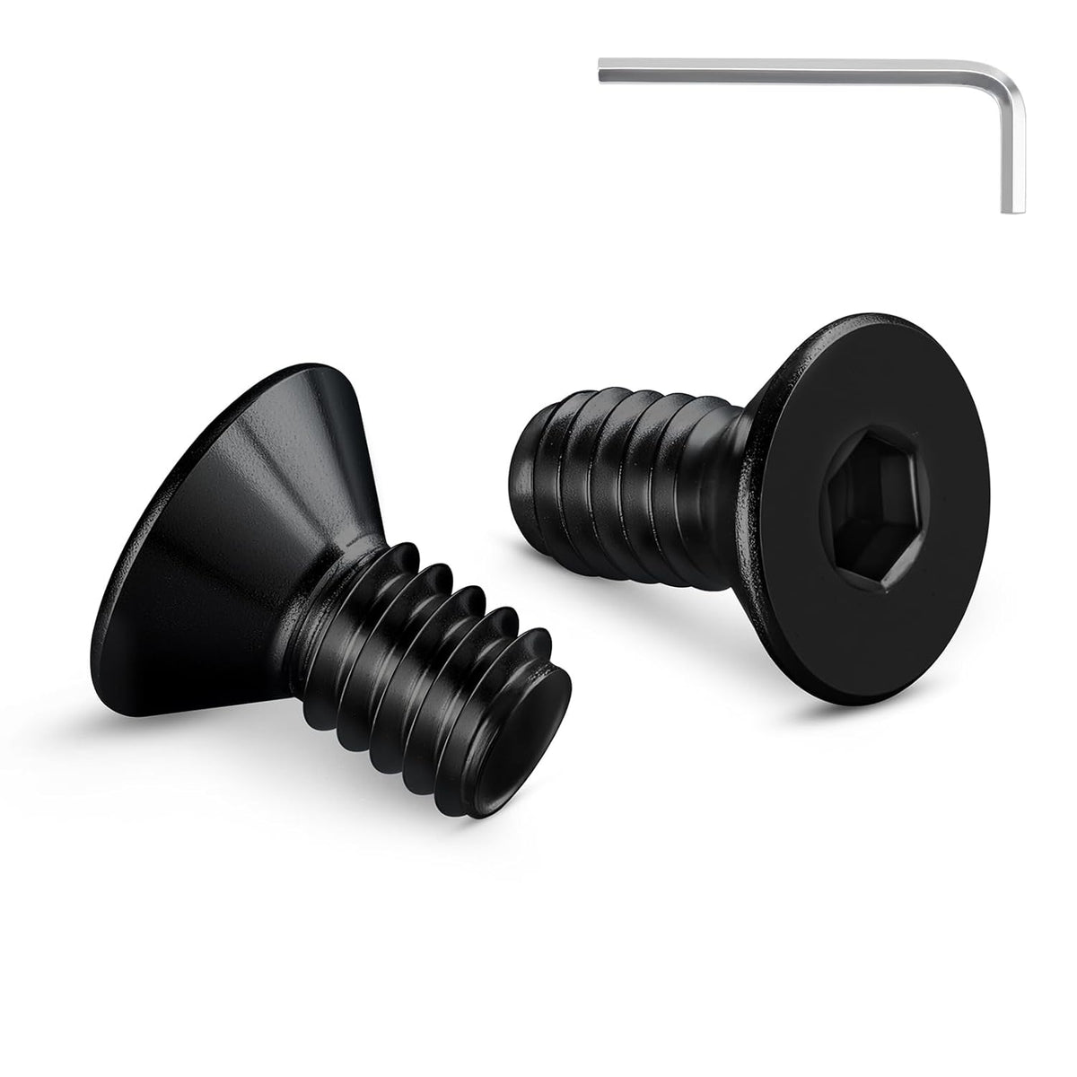 #6-32 Machine Screws, 100Pcs #6-32 x 1/4 Inch Flat Head Socket Cap Screws, 304 Stainless Steel 18-8 Countersunk Bolts, Black Zinc Finish, Full Thread (with Hex Spanner)