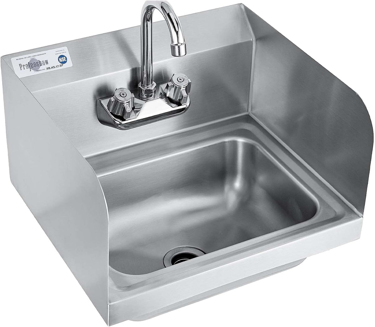 Commercial Hand Sink with Side Splash, Wall Mount Utility Sink