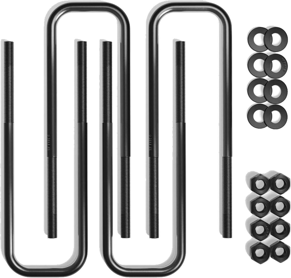 BST BSSP 4PCS Square U-Bolts 2.5" Wide Leaf Springs 8.75" Long Replacement for 1988-2019 Chevy Silverado GMC Sierra 1500, with Hardware, Zinc Coated Finish