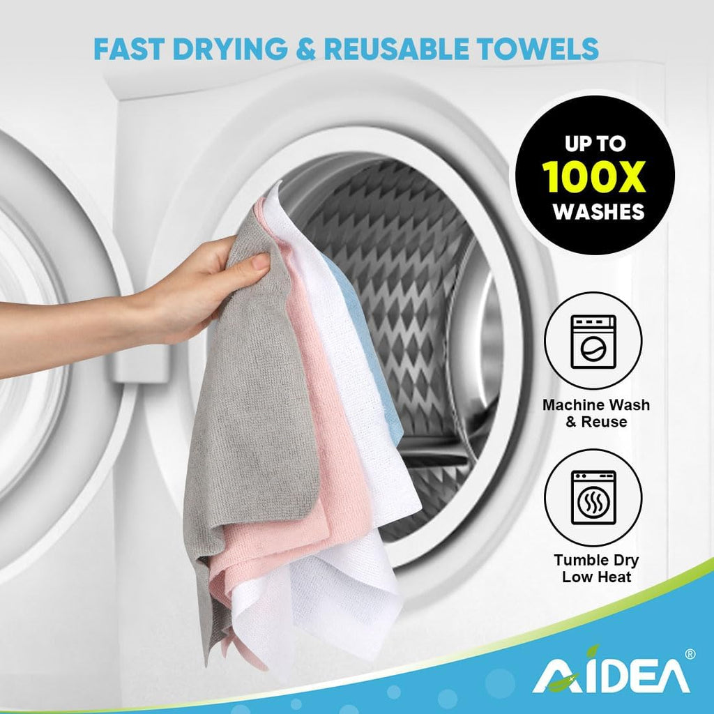 Microfiber Cleaning Cloth Roll, Grey 75PK, Reusable Paper Towels Tear Away Cloth, Microfiber Towels for Cars, Wash