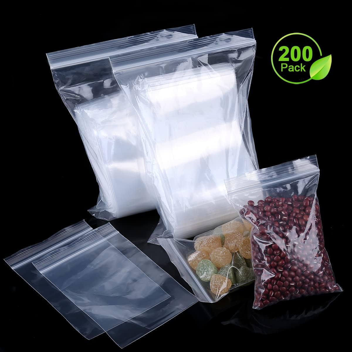 Small Poly Zipper Bags 3 x 4 in ,Clear,(200pcs 2Mil)