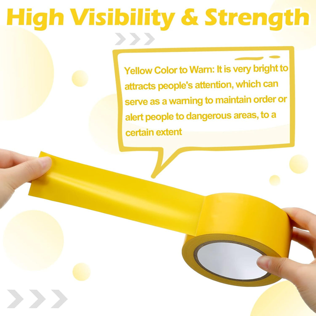 3 Rolls Floor Marking Tapes 2" Width 100' Length Yellow Durable Non Abrasive Strong Floor Tape for Social Distancing