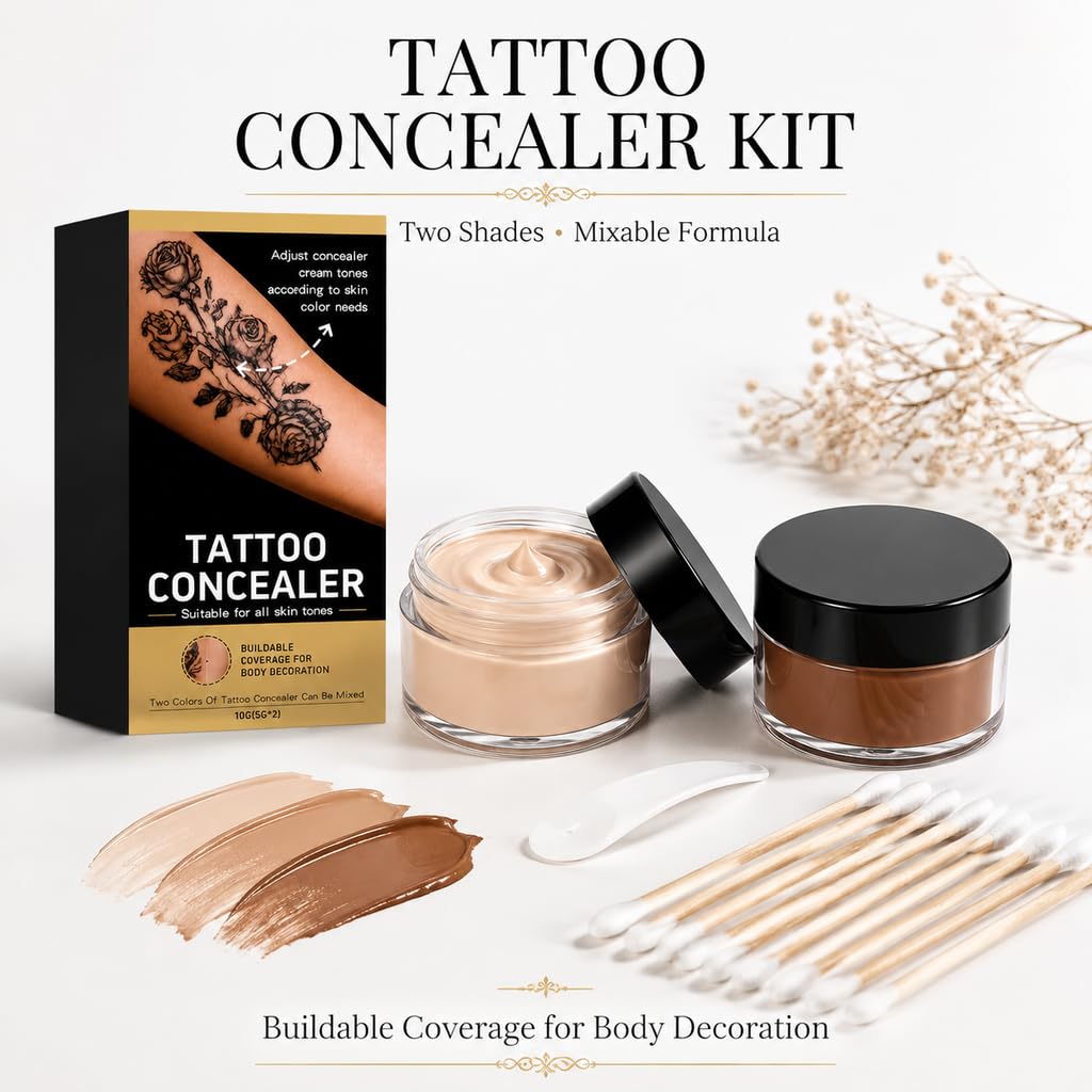 Tattoo Cover Up Makeup, Invisible & Natural Skin Concealer Set