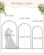 Wedding Arch, Metal Arch Backdrop Stand, Black, 7.2FT, 6.6FT, 6FT