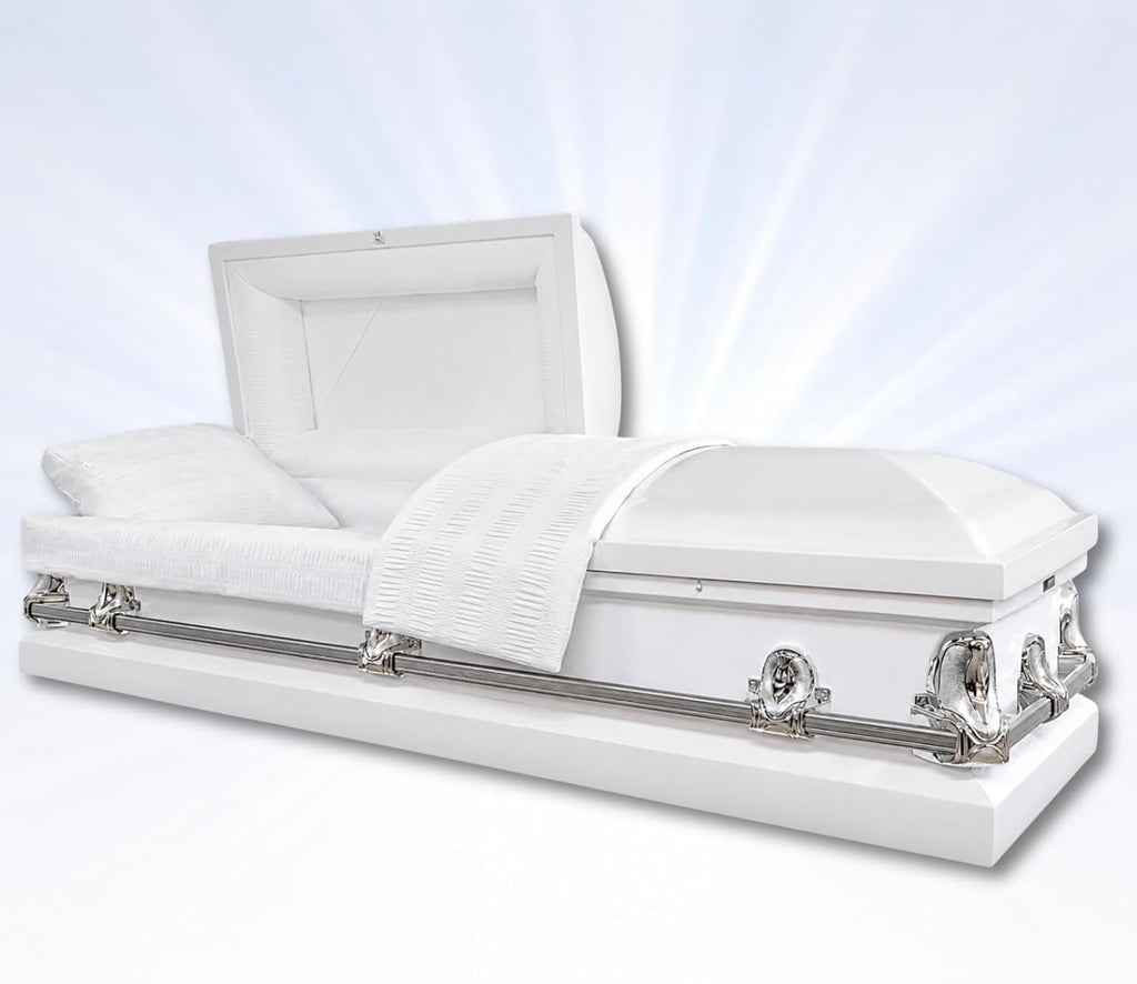 Sierra Steel Burial Casket, White Satin, Gasket Seal
