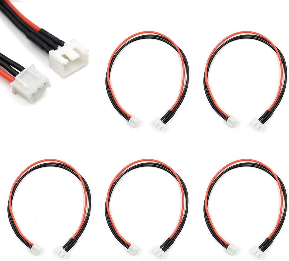 JST-XH 2S Balance Plug Extension Lead Wire 200mm 5 PCS for LiPo Battery Balance Charging 22AWG Silicone