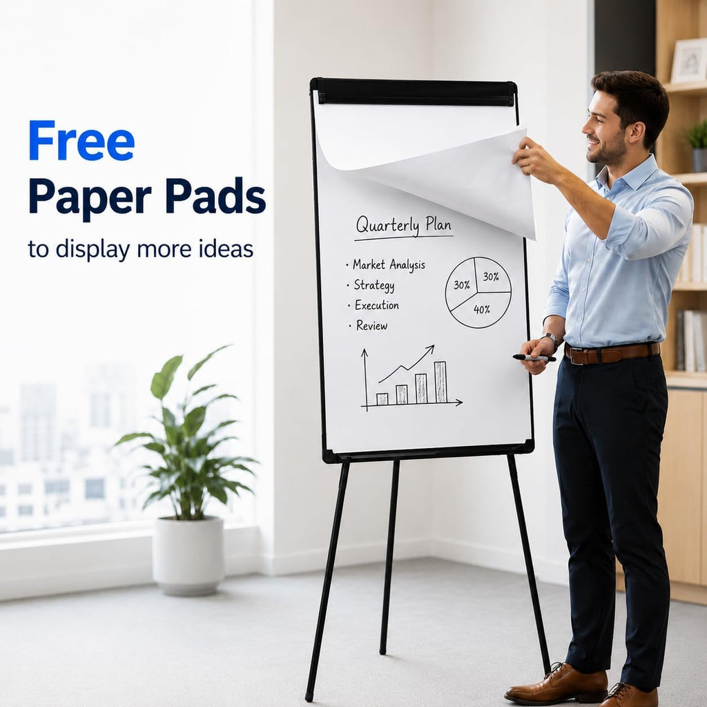 Magnetic Whiteboard Easel Dry Erase Board with Tripod Stand, 36"x24", Black | Portable Height Adjustable 3' x 2' Dry