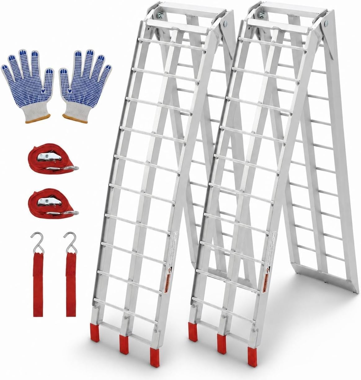 7.5FT Aluminum Folding Loading Ramps, Folding Ramps for Pickup Truck & Traile, Includes Load Straps for ATV, UTV