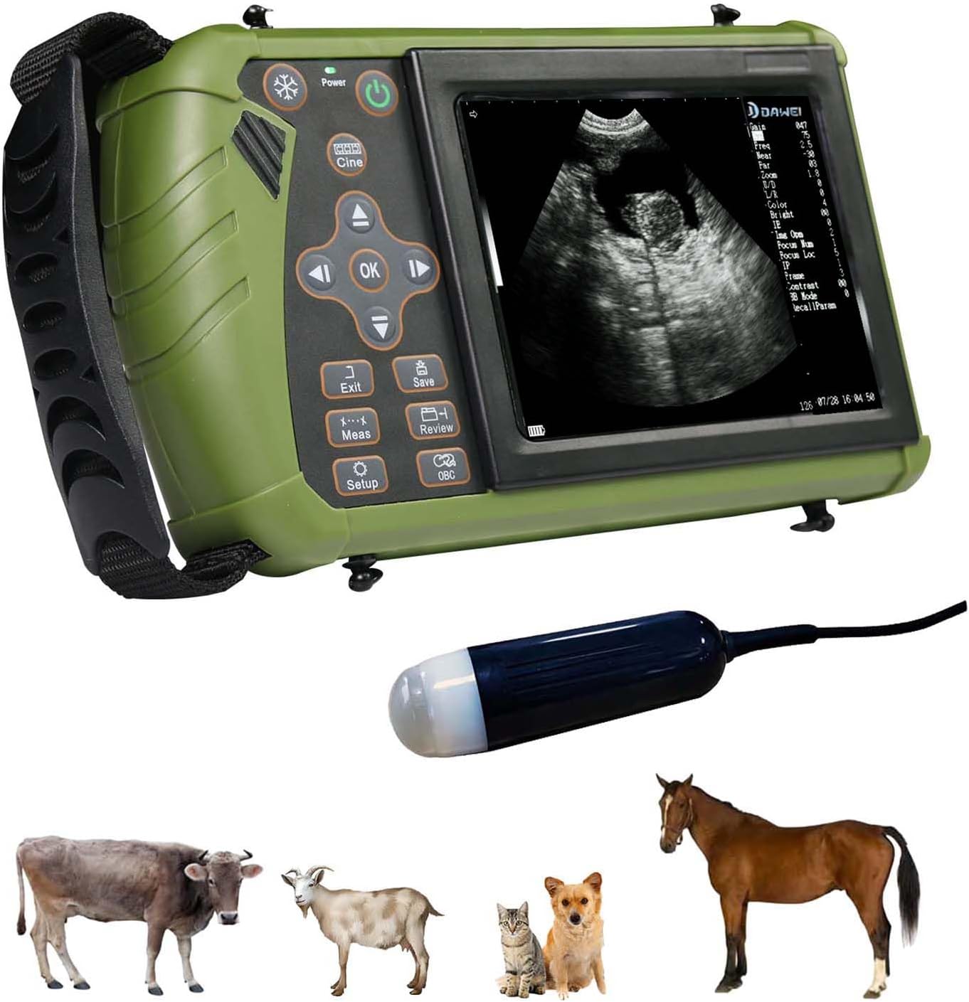 DAWEI Professional Vet Ultrasound Machine Portable Veterinary Handheld Scanner B-Ultra Sound with 3.5MHz Probe for
