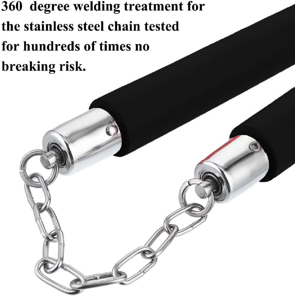 Nunchucks Rubber Martial Arts Training Nunchucks Nunchakus for Kids Beginner & Adults Practice with Steel Chain