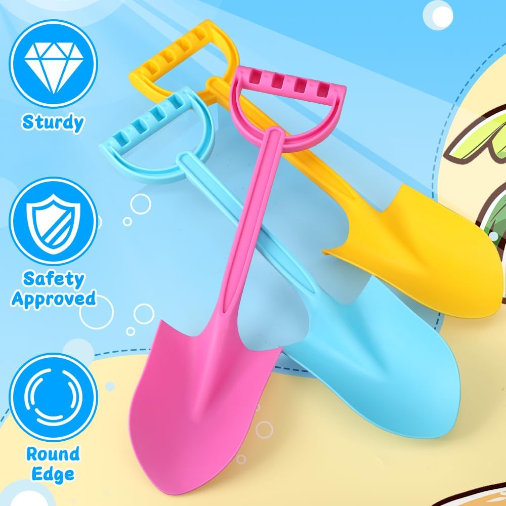 Big 16" Thick Beach Sand Toy Shovels for Kids Adults, Jumbo Scooping Spade Toys Kit Sandbox Toy for Yard Garden Lawn