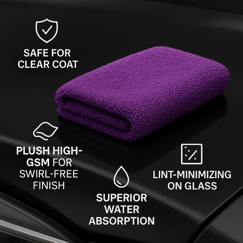 Paks - Edgeless Microfiber Towels 4-Pack - Car Detailing Wash Cloths for Cleaning - 16x16 Car Drying Towel - Lint