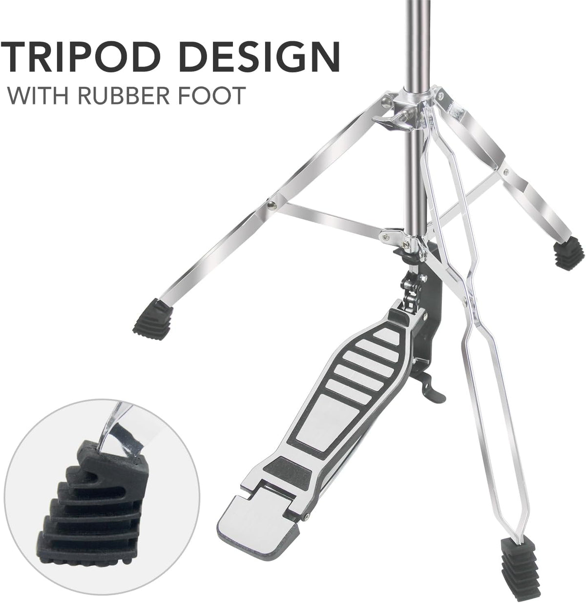 Hi Hat Stand + Boom Cymbal Stand Set for Crash, Ride, Splash Cymbal | Upgraded 3-Leg Adjustable Hi-Hat Cymbal Stand