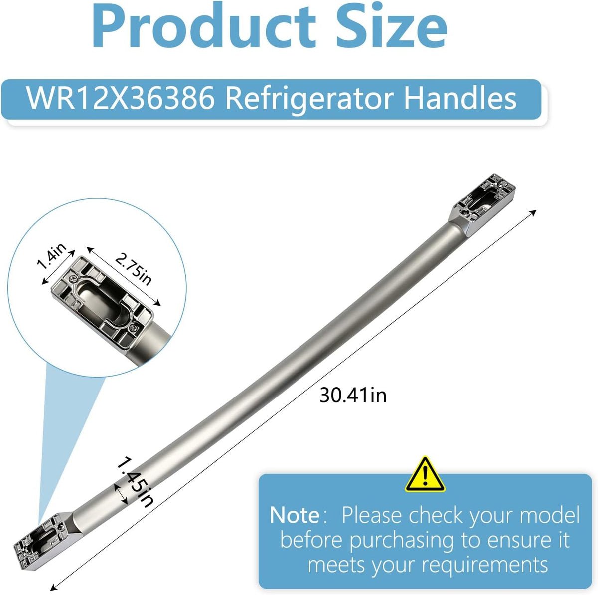 WR12X36386 Stainless Freezer Handle Compatible with GE Refrigerators,Silver