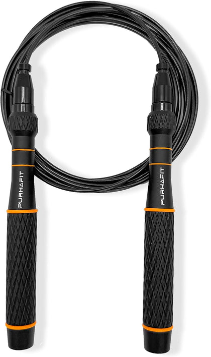 LYRA Adjustable Speed Jump Rope – 360° Ball Bearings, Steel Cable & Aluminum Handles – Fast Double Unders for