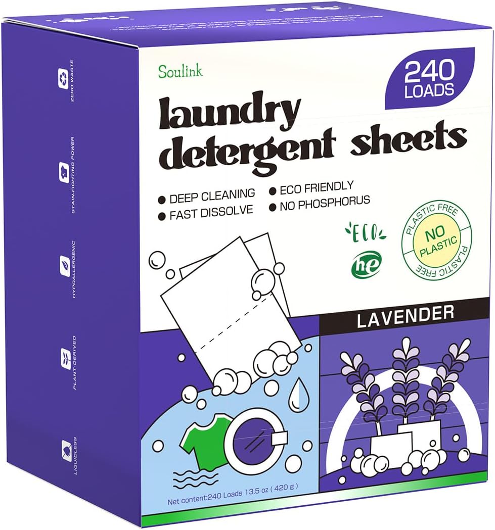 Laundry Detergent Sheets, Lavender, Up to 240 Loads, Eco Strips